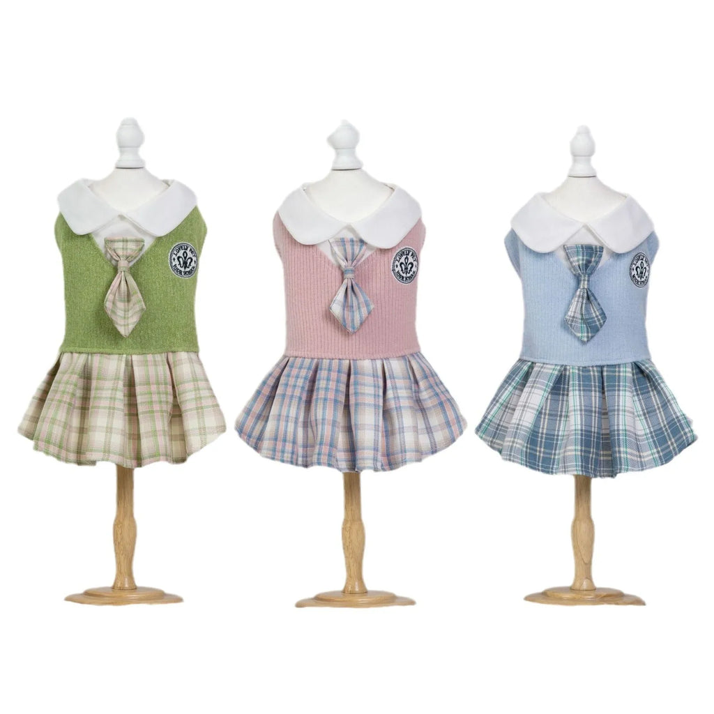 Tartan pattern princess skirt for dogs and cats in polyester material