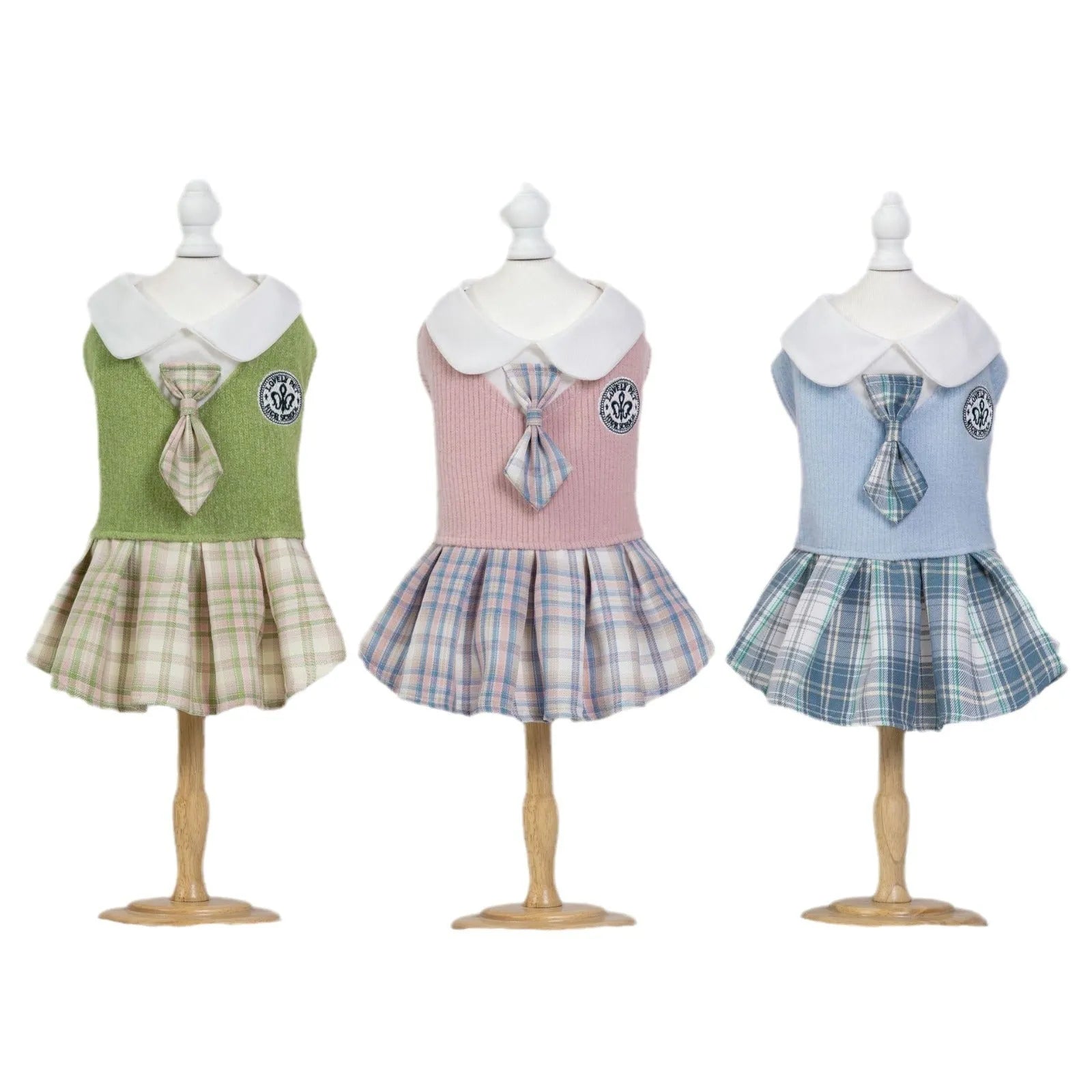 Tartan pattern princess skirt for dogs and cats in polyester material