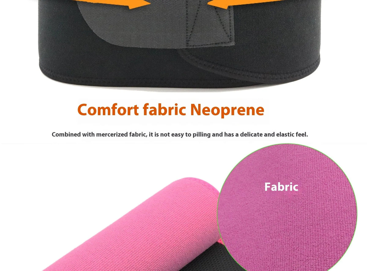 Neoprene lumbar support belt in black for running and fitness
