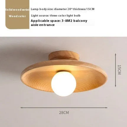 Solid wood and glass ceiling lamp in minimalist design with LED lighting
