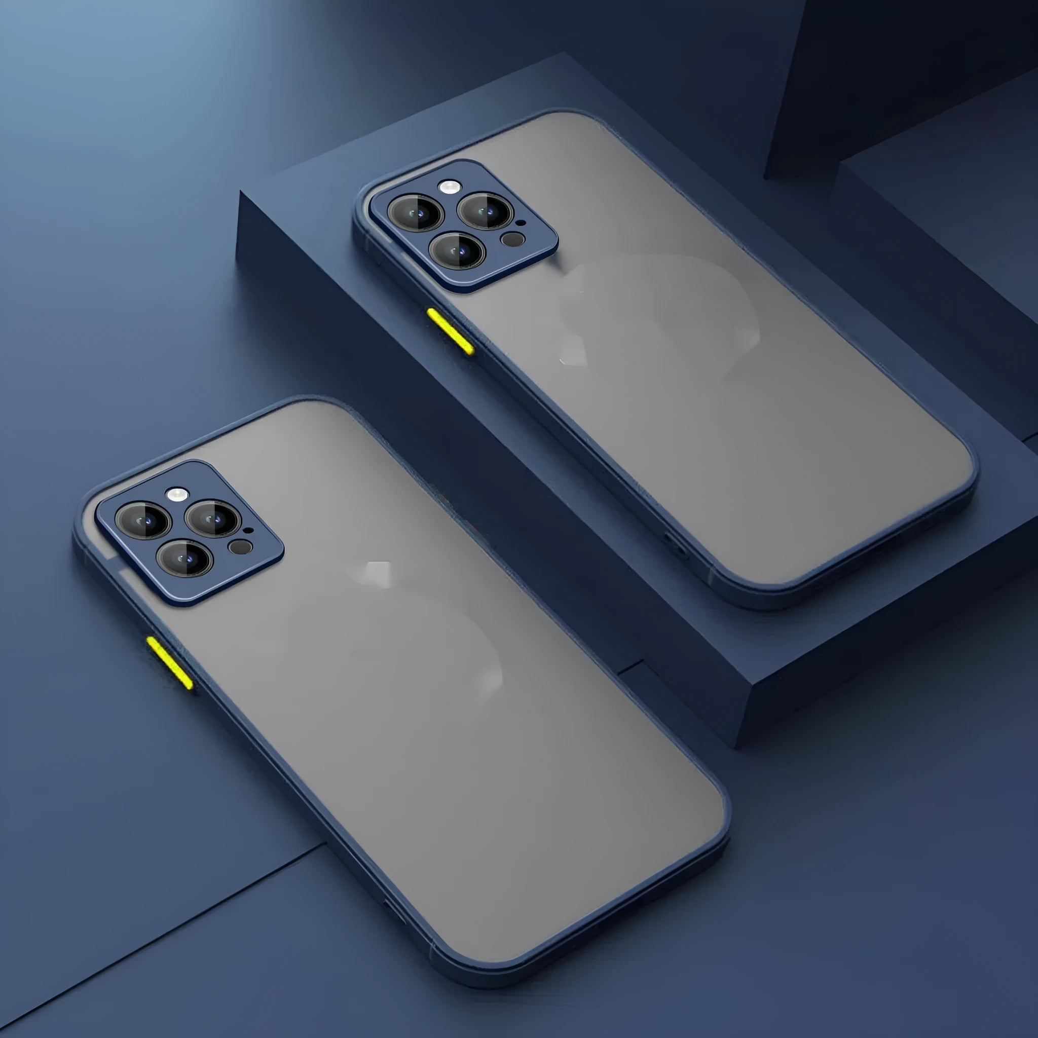 Frosted magnetic phone case for Apple iPhone on a table, showing anti-fingerprint matte finish.