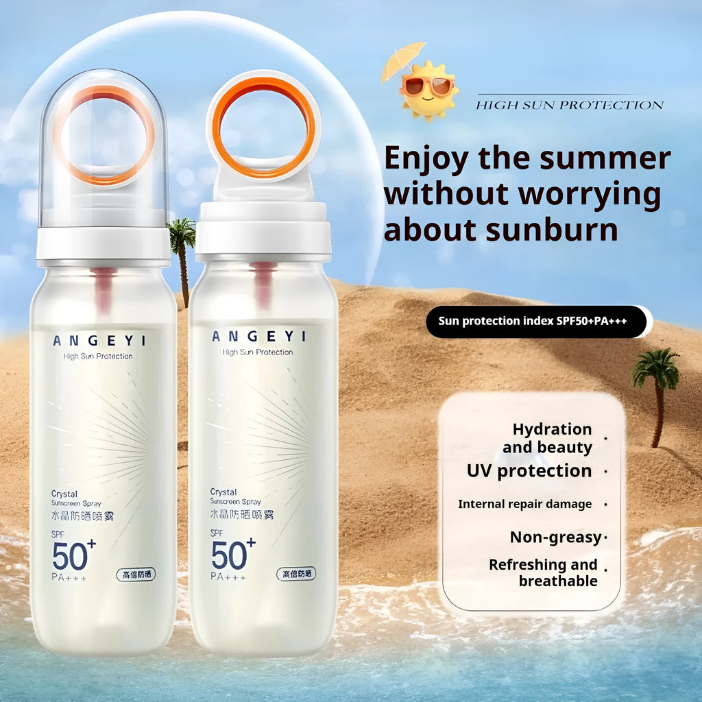 Crystal sunscreen spray SPF50 in 90ml container for military training UV protection