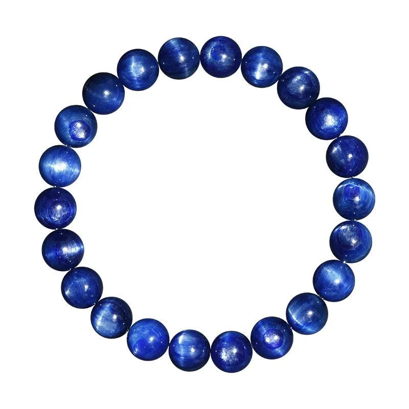 7A grade natural blue crystal bracelet with Ruyi charm and geometric design
