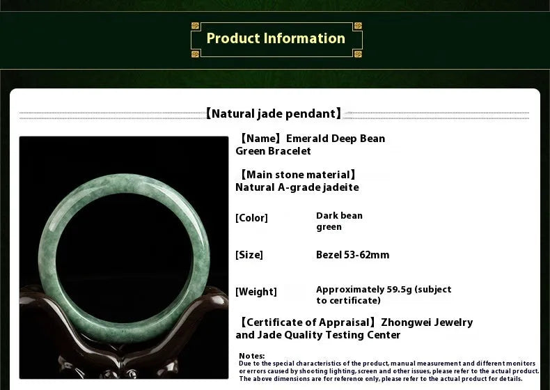 Dark pea green jade beaded bracelet for women on a gift box with certificate.