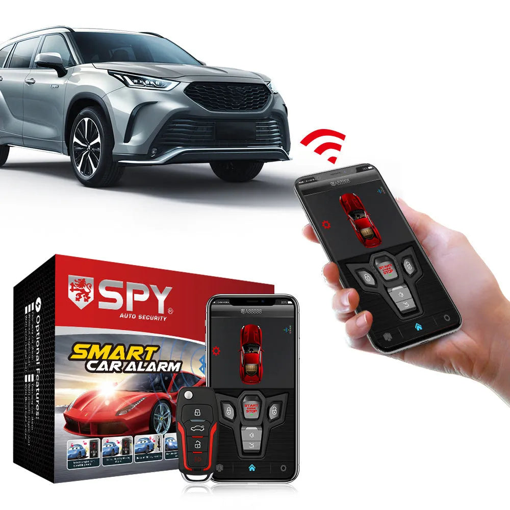 Red and frosted black one-way car alarm remote control system with two remotes for vehicle security