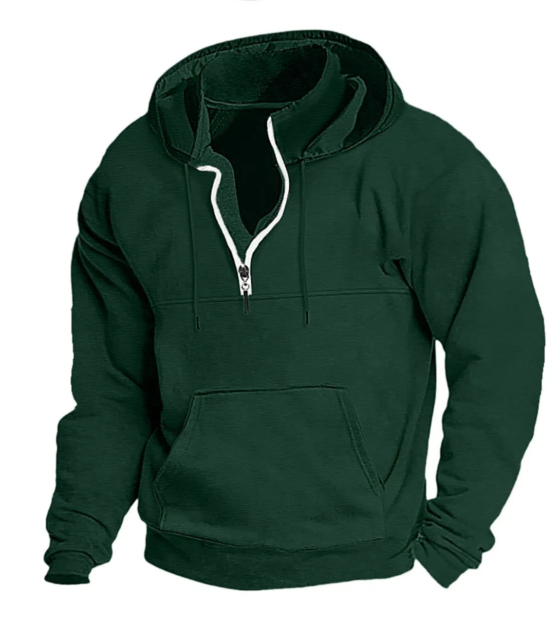 Men's hooded sweater in apricot colour, thick casual pullover jacket for winter, polyester fibre long sleeves