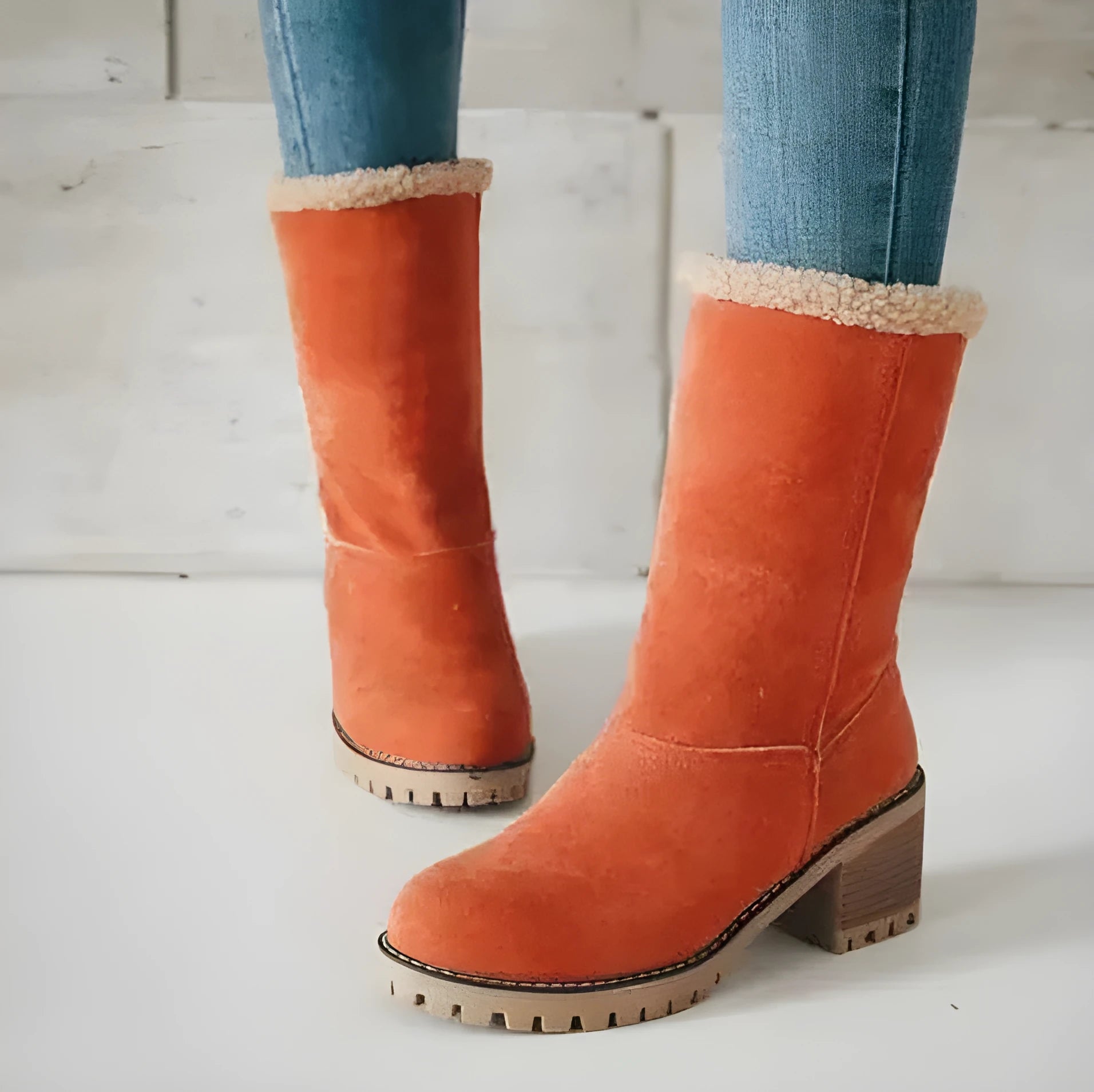 Miss Winter women snow boots in black with round toe and low heel
