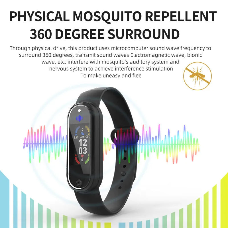 Black and white electronic mosquito repellent bracelet with USB charging port