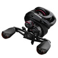 Drip wheel lure fishing rod with rocking wheel line system showing left and right hand wheel options