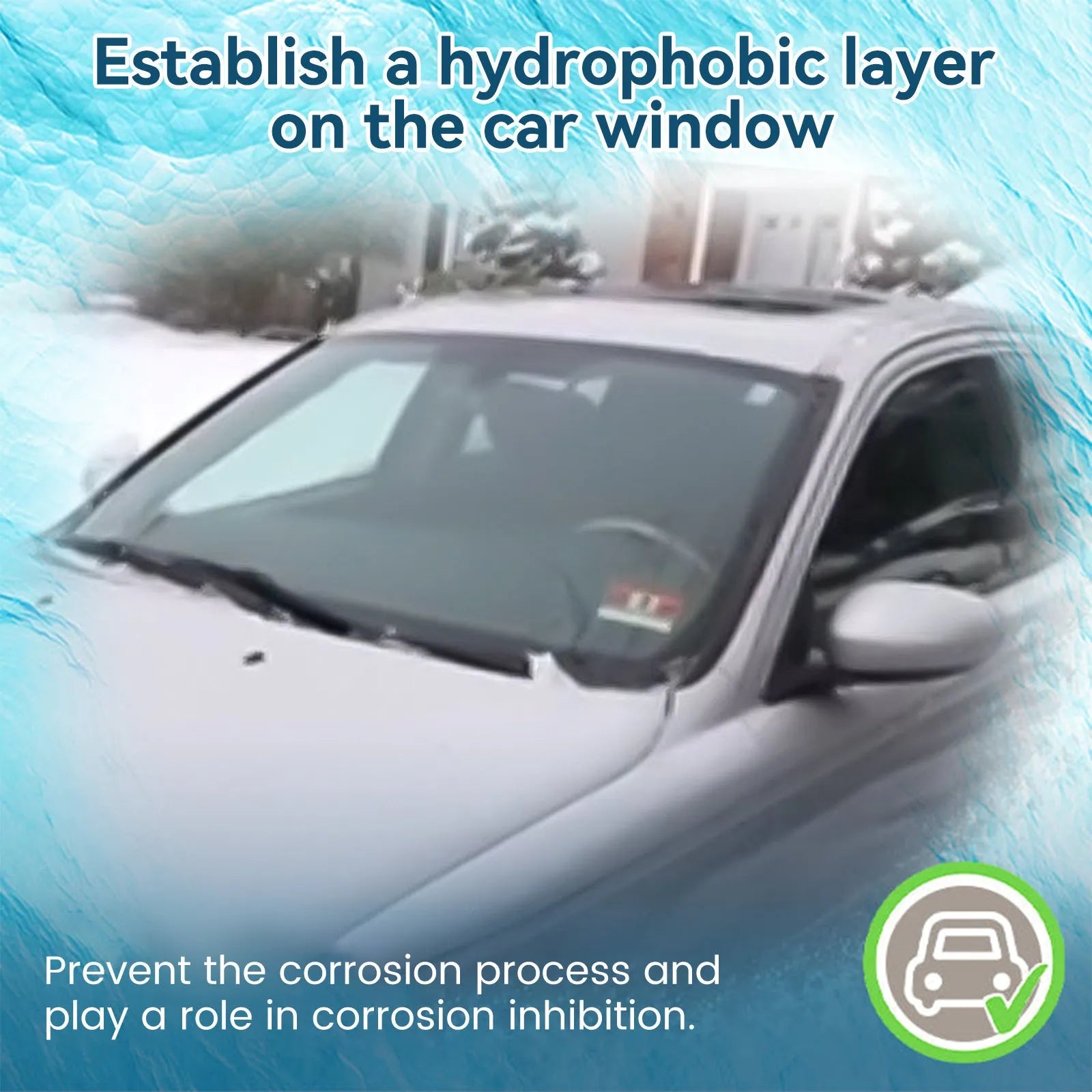 60ml car window de-icing spray bottle with snowflake icon, dimensions 13.8cm by 9.3cm.