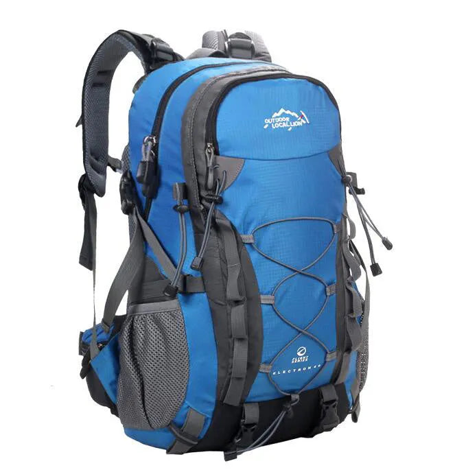 Polyester outdoor leisure backpack in green, blue, black, orange with 20-35L capacity