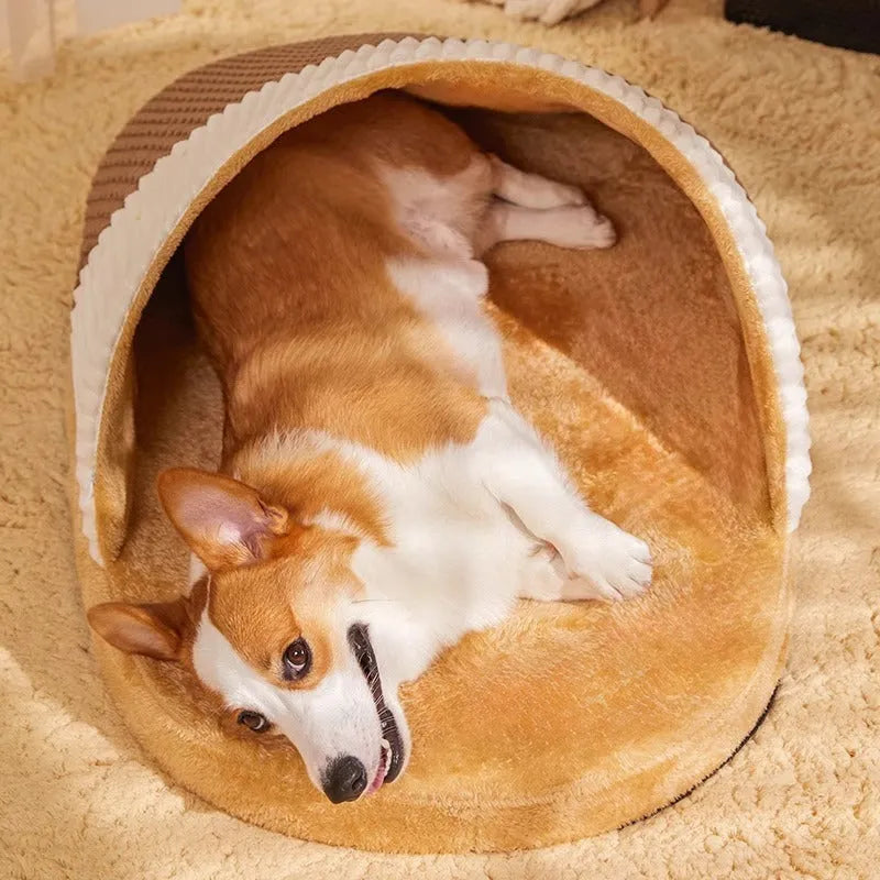 Blue dog nest sleeping bag with raised sides and a removable inner pillow for small dogs