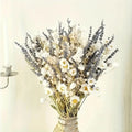 Lavender dried flowers bouquet 43cm in white colour on a table as home decor ornament