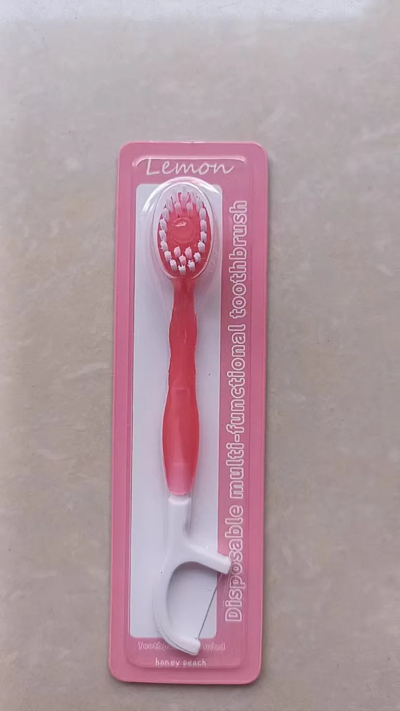 Exploding bead disposable mini toothbrush with toothpaste beads in four flavours for travel