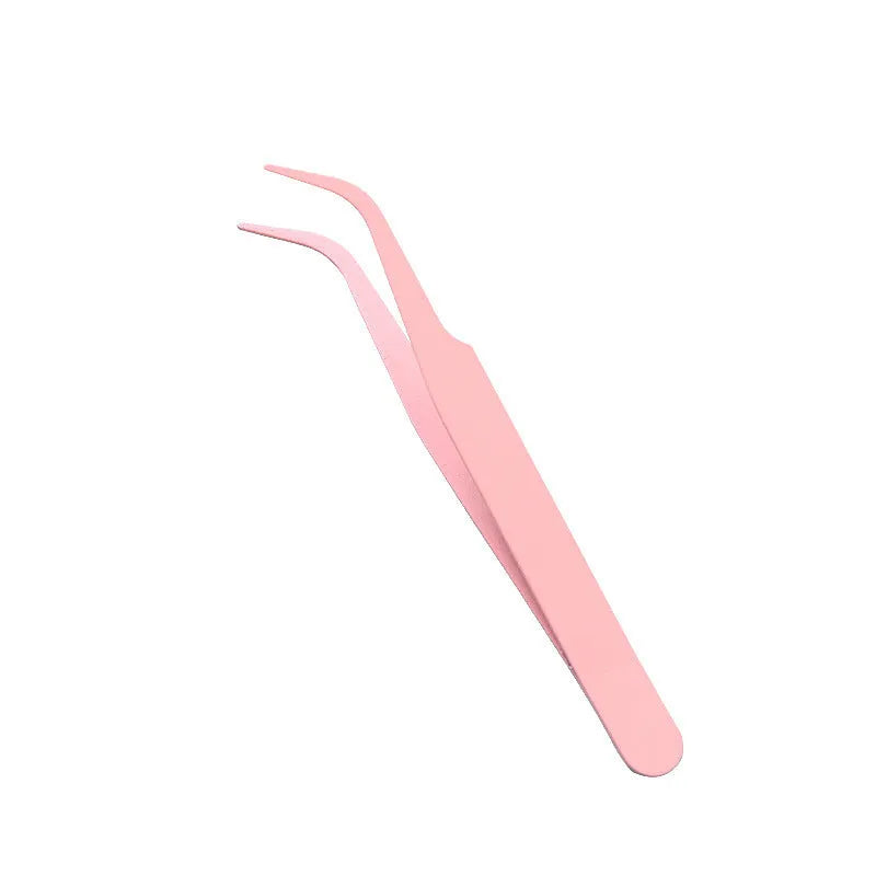 DIY colour pointed elbow eyelash tweezers in pink blue purple for makeup tool