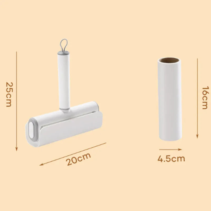 Lint remover roller pet tool with four replaceable adhesive cores for cat hair and dust removal.