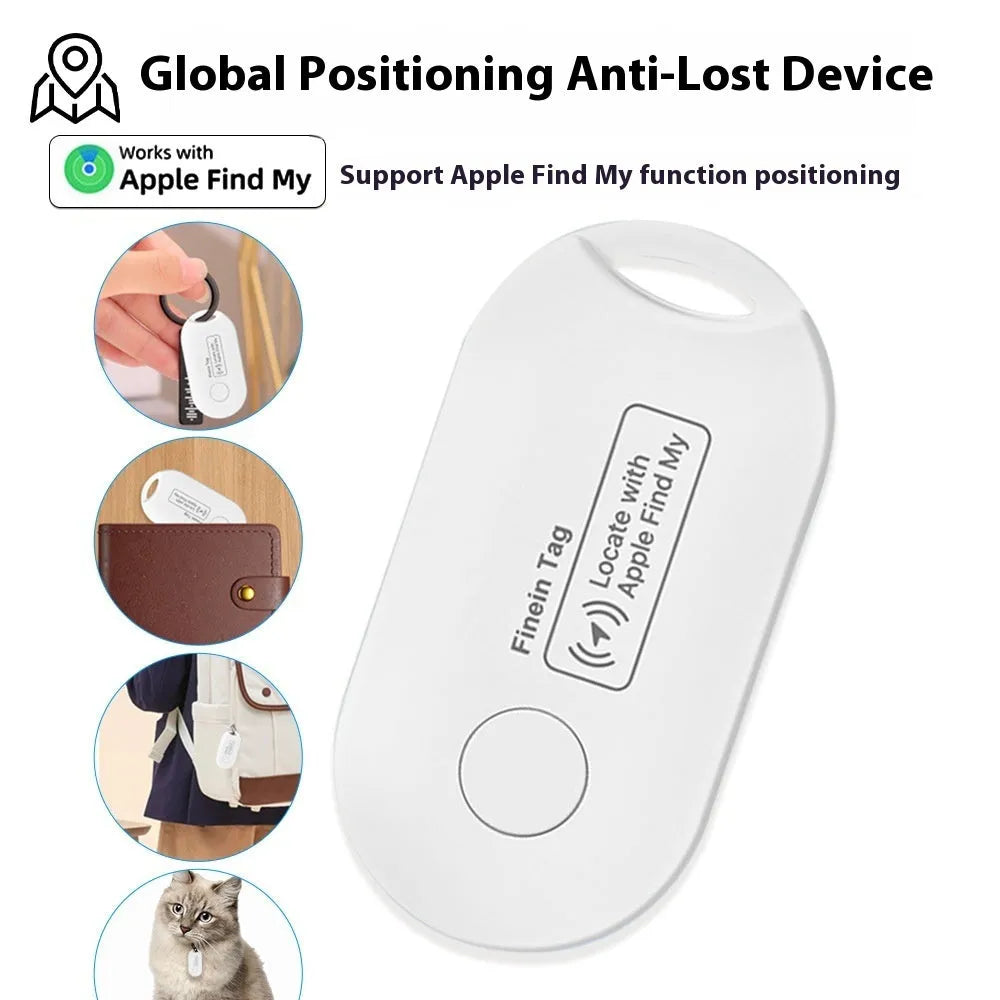 Intelligent positioning pet tracking device in Long White 01 colour with keychain attachment, 59x30x6.8mm ABS construction