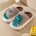 Plush cotton thickening indoor couple slippers with dinosaur print in three colours sizes 36-37 to 44-45