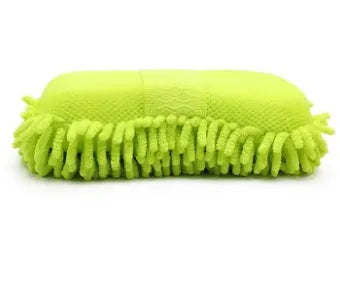 Silvery green 14x25cm car wash sponge with chenille microfiber texture for vehicle cleaning