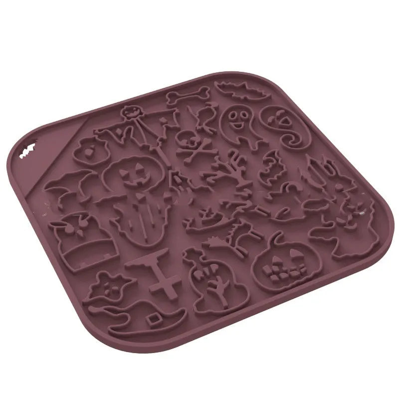 Silicone slow feeder dog bowl in multiple shapes and Halloween-themed colours