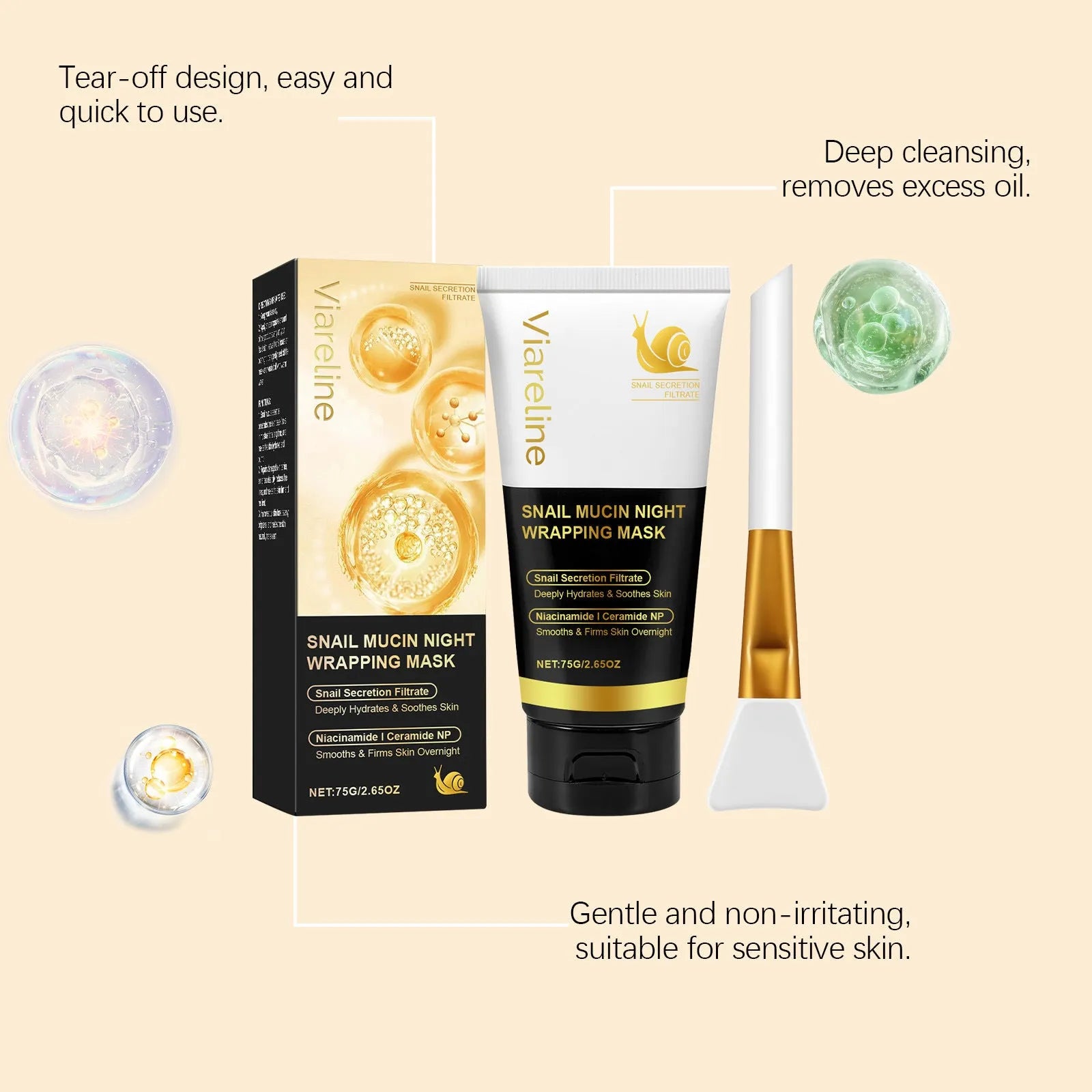 Turmeric sleep mask set showing 120g jar and application brush in compact packaging