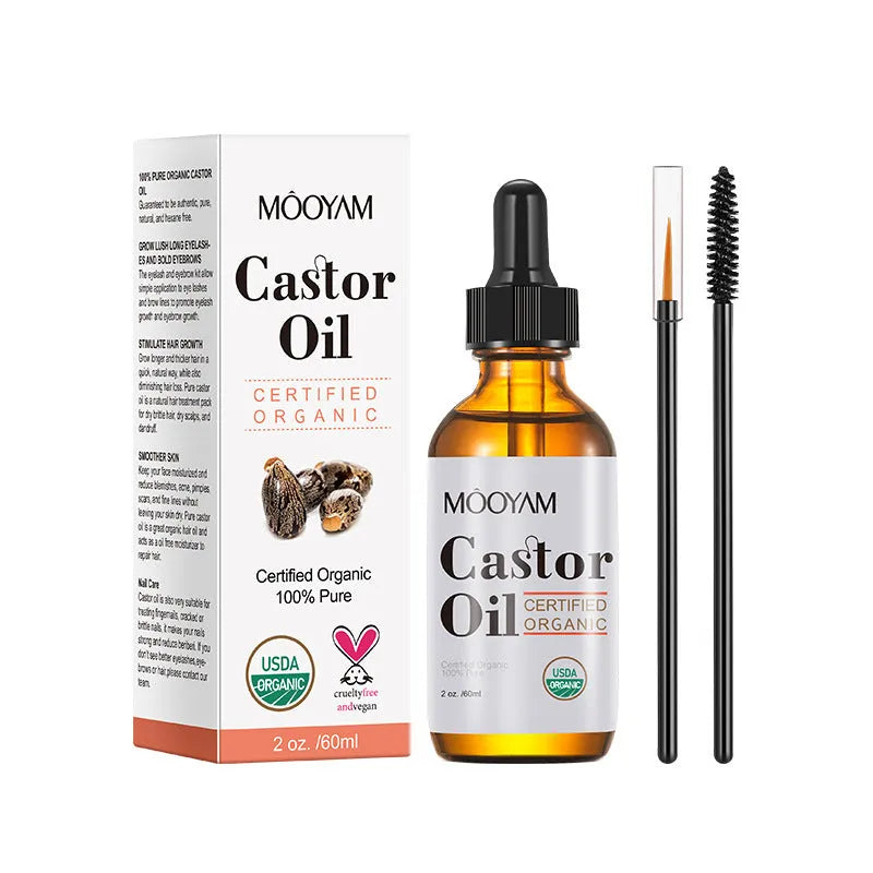Mooyam Castor Oil 60ml organic basic oil for skin massage hair eyebrow eyelash care