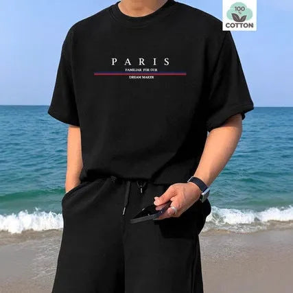 Men's loose fit pure cotton T-shirt with a printed letter design on the chest in apricot colour.