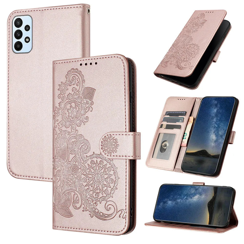 Datura Flowers Samsung Leather Flip Case