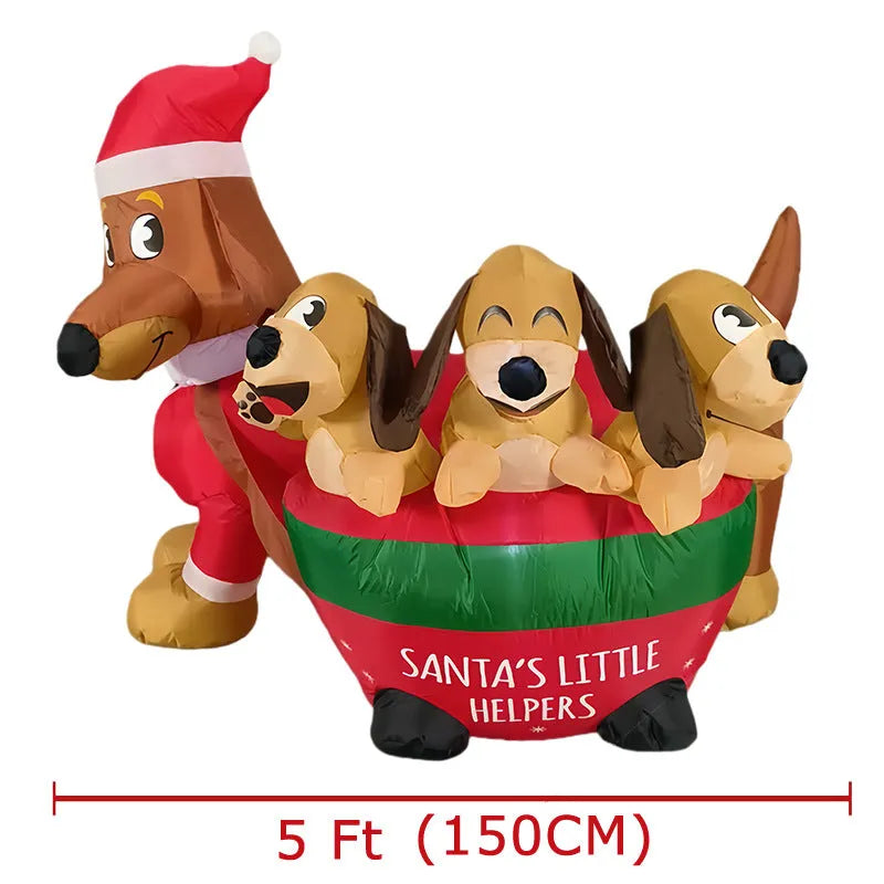 Christmas Dachshund inflatable air model in polyester for outdoor courtyard holiday decoration