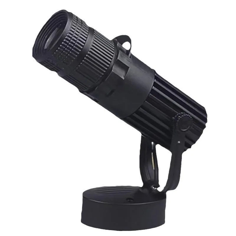 Black surface-mounted LED spotlight with aluminium housing for restaurant atmospheric lighting