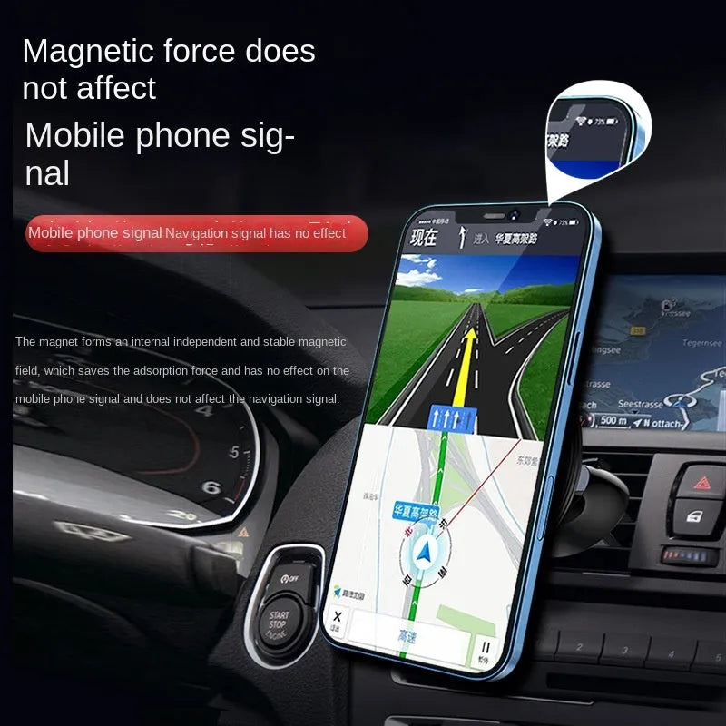 Black aluminium alloy magnetic car air vent phone holder with rotating mount