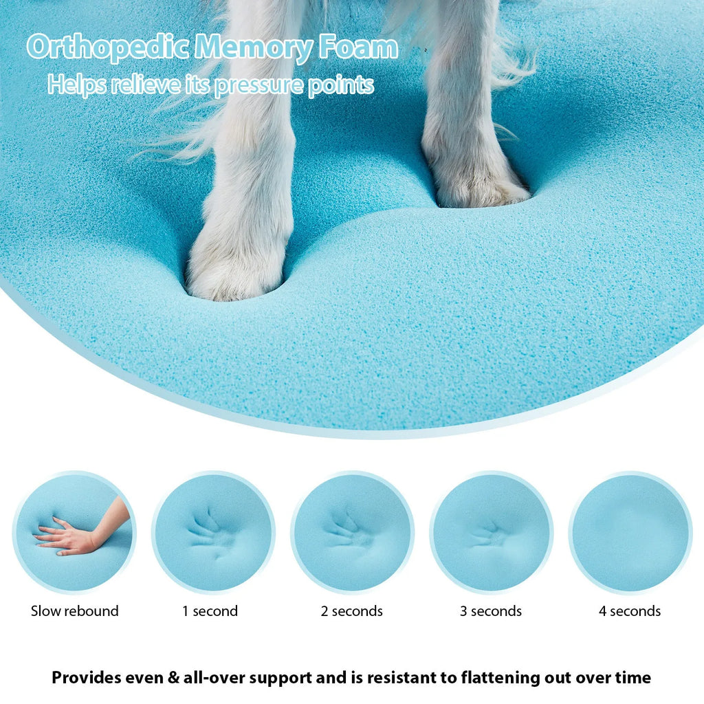 Detachable memory sponge cat bed in light gray cloth with memory foam core, available in sizes S to XL