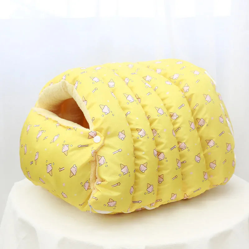 Enclosed cat kennel with removable washable cover in soft cloth, available in multiple colours and sizes