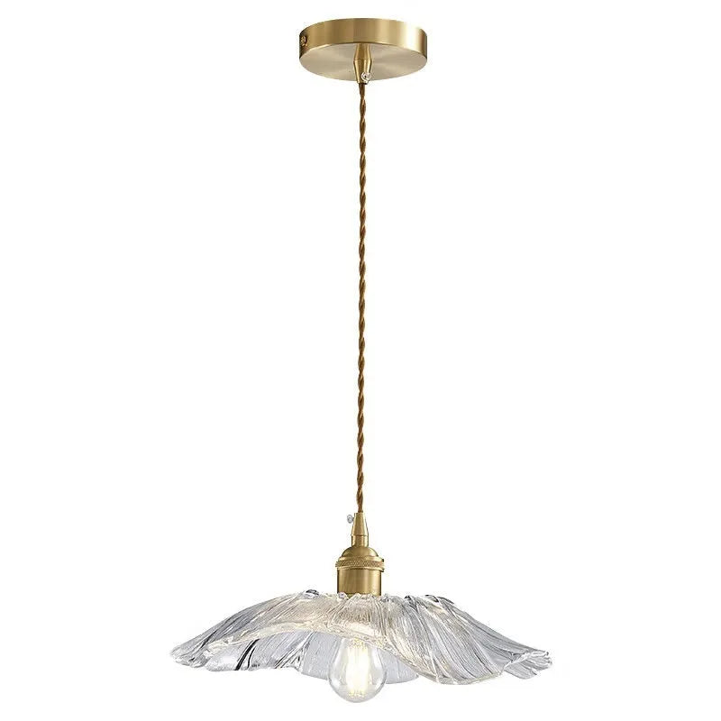 Nordic Japanese decorative lotus leaf lamp with iron body and glass shade