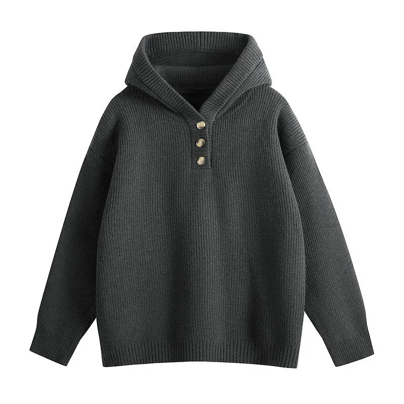 Men's loose fit hooded chenille sweater batwing sleeve pullover in beige, front view