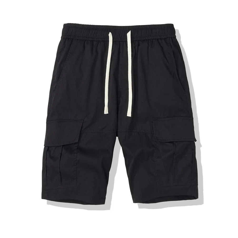 Men's loose-fit cropped pants with multiple pockets in polyester for summer outdoor wear