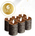 Black S6 LED pillar candle with flickering flame effect measures 5cm diameter by 7cm height