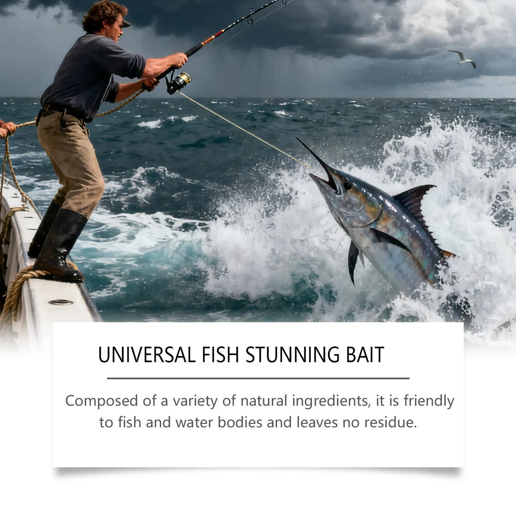 Universal Fish Stunning Bait 60ml liquid bottle with fish attractant label for fishing
