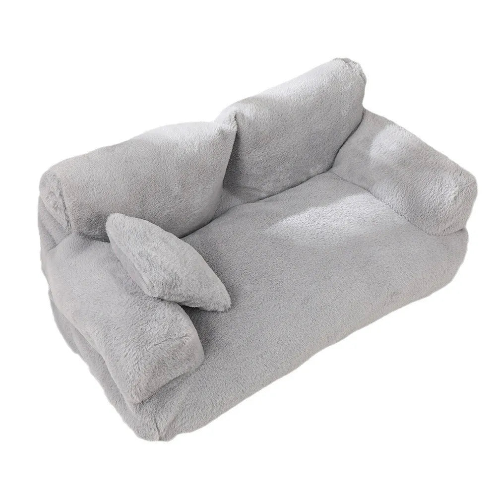 Rabbit plush pet sofa nest in khaki, three colour options, six sizes from S to XXXL for dogs