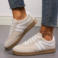 Lace-up round toe flats shoes for women in black artificial PU leather with flat heel