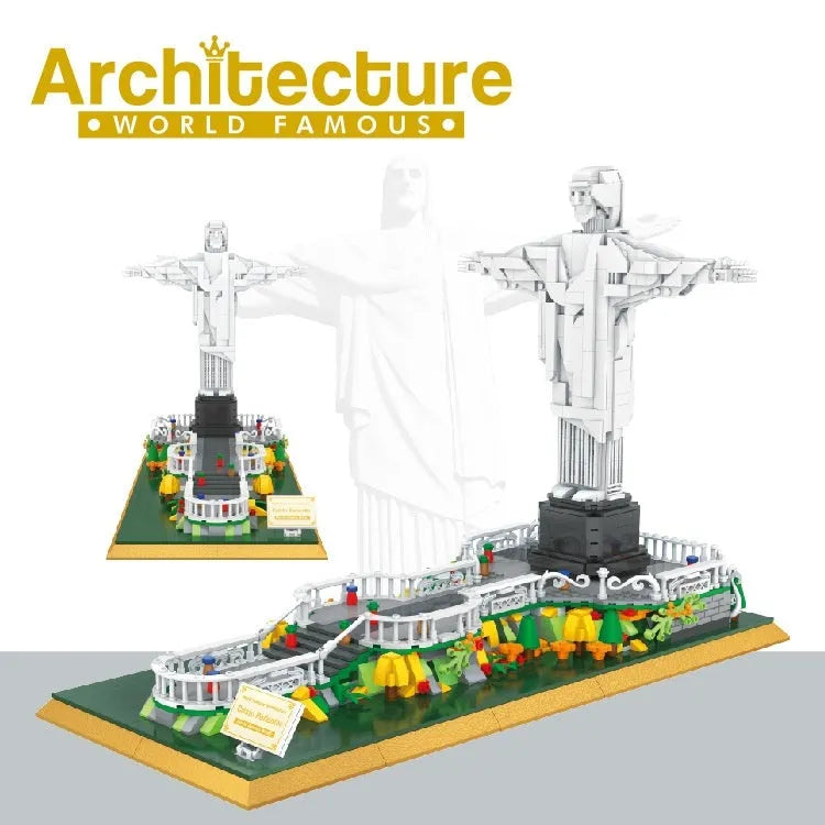 822 Brazil statue building blocks set 1677 small particle pieces in colour box
