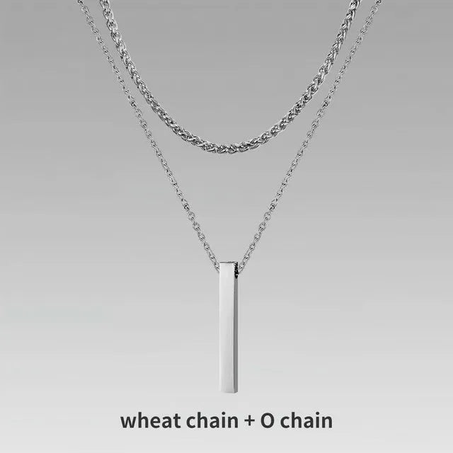 Crystal necklace for men with alloy silver pad finish in European American style