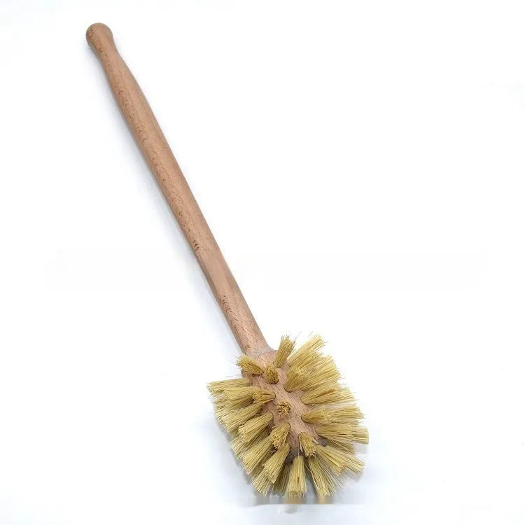 Natural beech wood cleaning brush with sisal bristles, 34.5cm long, for bottle cleaning