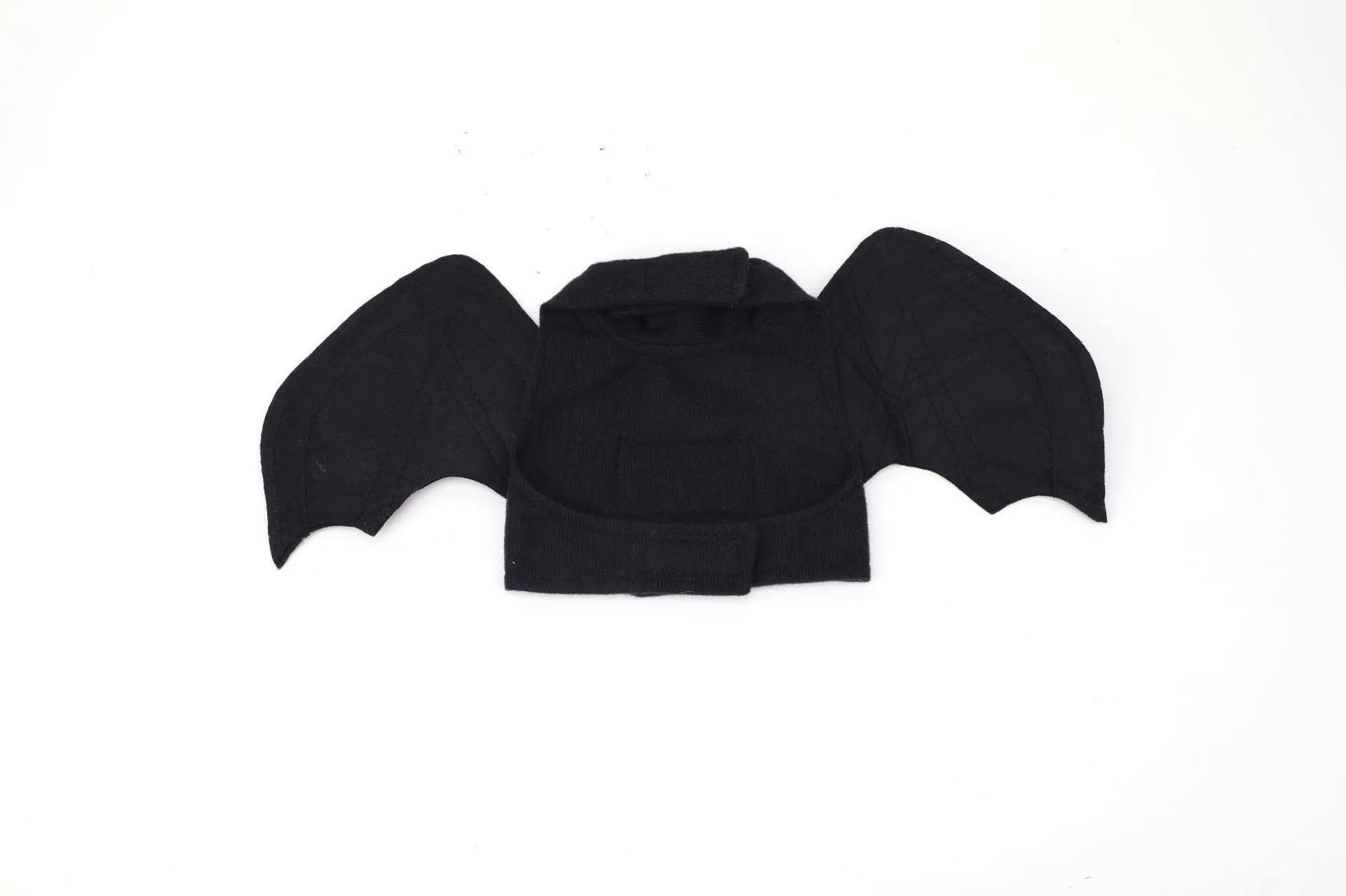 Black polyester bat wing chest back harness for small medium large dogs on a pet