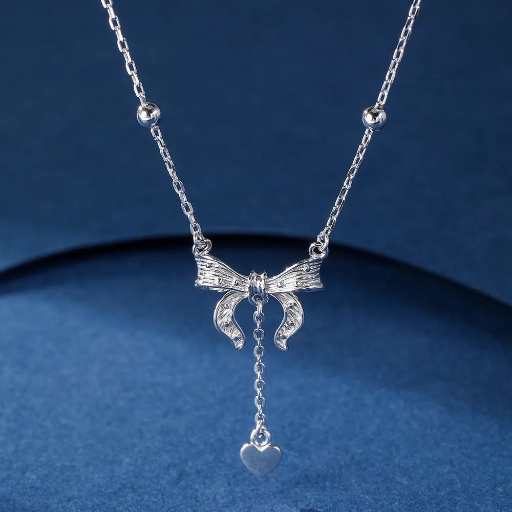 S925 silver butterfly heart pendant on adjustable 40-45cm O-ring clavicle chain