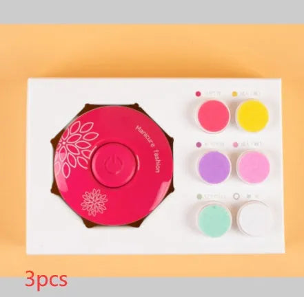 Red or green baby electric nail polisher with three grinding heads for newborn nail care