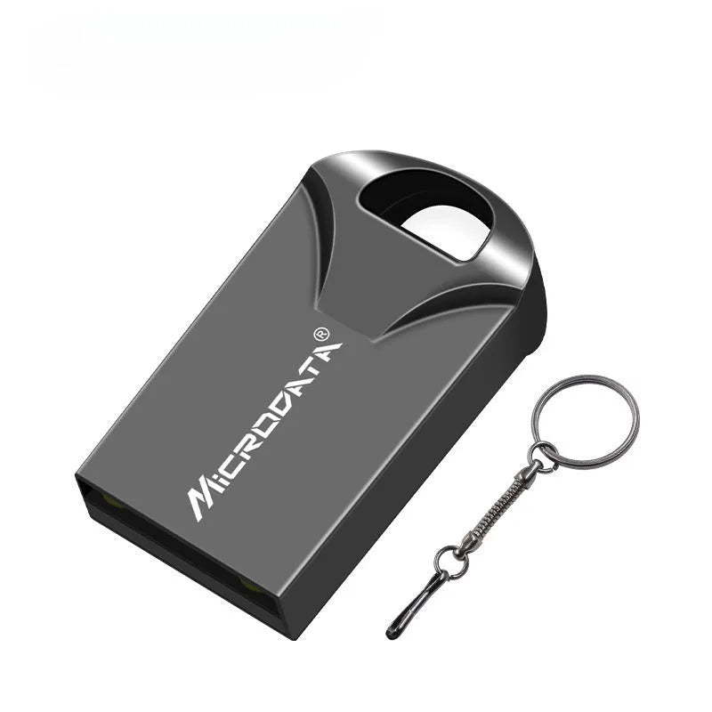 Metal USB storage disc necklace with chain accessory showing compact 10mm square design