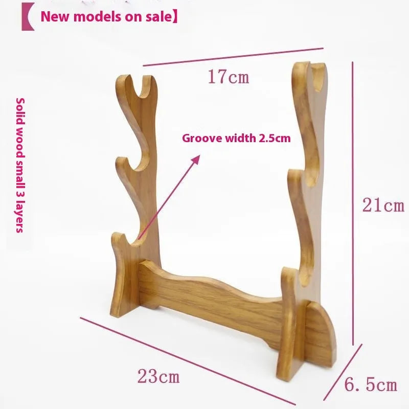 Handmade wooden multi-layer shelf bracket in Chinese style design mounted on a wall.