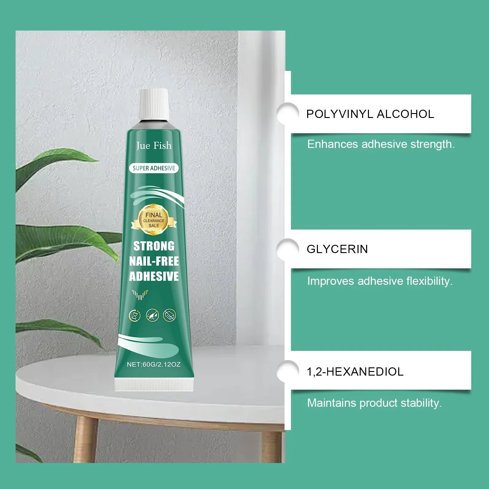 Strong Nail-Free Adhesive 100g tube water-based PVA glue for DIY home repairs