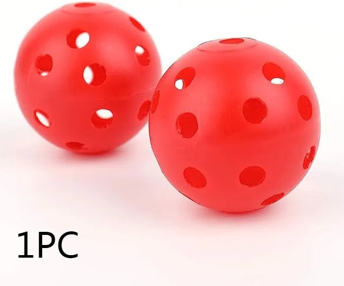 24 multi-colour 42mm golf practice balls in red, orange, blue, green, white, yellow stored in mesh net bag